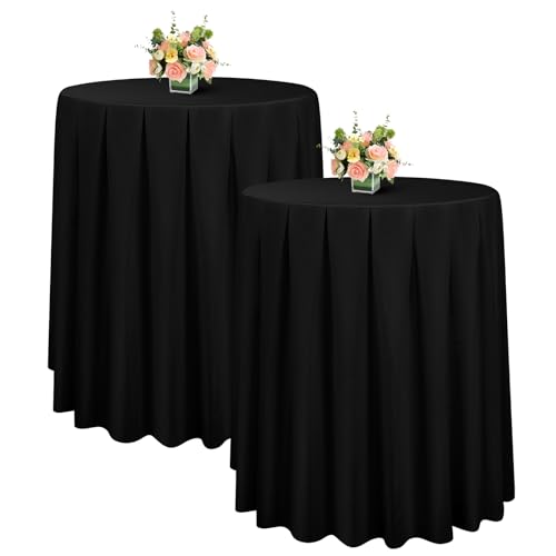 Showgeous 2er-Set Stehtischhusse Tischhusse,Premium Polyester Husse für Stehtisch Bistrotisch Tischdecke, Edle Abwaschbar Stehtische Hussen Tischrock Dekoration für Cocktail Party(80x110cm,Schwarz) von Showgeous