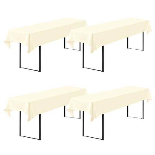 Showgeous 4 Stück Biertisch Tischdecke universal für 50cm u.70cm Biertische Hussen für Biertisch Biertischhussen Biertisch-Husse Bierzeltgarnitur Rechteckige Tischdecken Waschbar 100x250cm(Beige) von Showgeous
