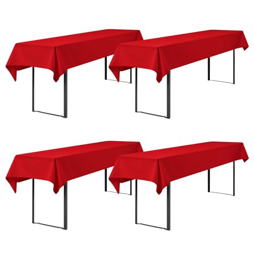 Showgeous 4 Stück Biertisch Tischdecke universal für 50cm u.70cm Biertische Hussen für Biertisch Biertischhussen Biertisch-Husse Bierzeltgarnitur Rechteckige Tischdecken Waschbar 100x250cm(Rot) von Showgeous