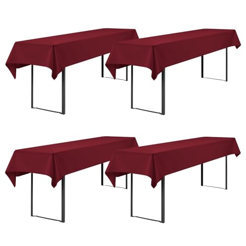 Showgeous 4 Stück Biertisch Tischdecke universal für 50cm u.70cm Biertische Hussen für Biertisch Biertischhussen Biertisch-Husse Bierzeltgarnitur Rechteckige Tischdecken Waschbar 100x250cm(Bordeaux) von Showgeous