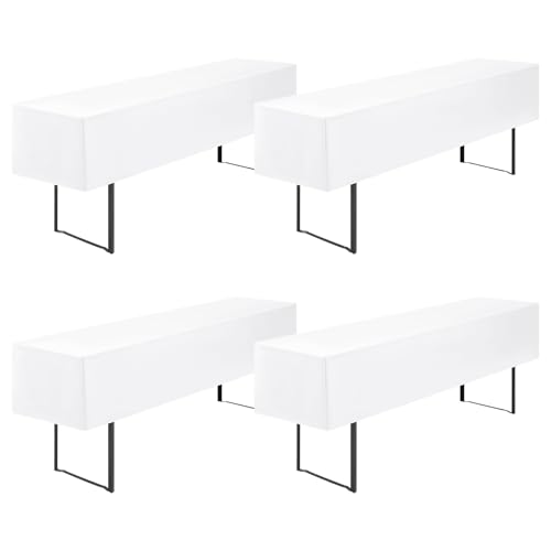 Showgeous 4 Stück Biertischhussen Tischdecke 3/8 Länge für 50cm Bierzelttisch Biertisch Tischdecke Biertisch-Husse Premium Blickdicht Wasserdicht Waschbar 220x50x35cm(Weiß) von Showgeous