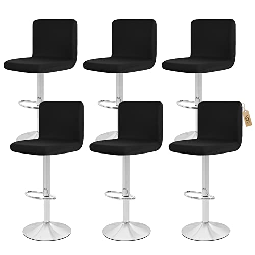 Showgeous 6 Stück Bar Stuhlhussen,Barhocker Abdeckungen Stretch Abnehmbare Esszimmerstuhl Abdeckungen für Kneipentheke,Dining Chair Barhocker Zähler Schonbezüge Esszimmer Stuhl Schonbezug(Schwarz) von Showgeous