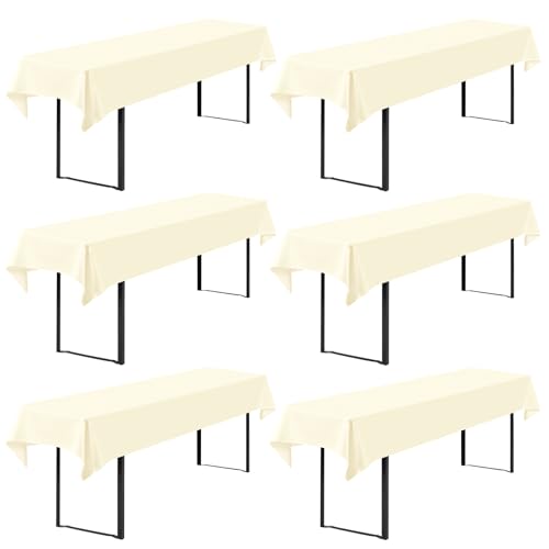 Showgeous 6 Stück Biertisch Tischdecke universal für 50cm u.70cm Biertische Hussen für Biertisch Biertischhussen Biertisch-Husse Bierzeltgarnitur Rechteckige Tischdecken Waschbar 100x250cm(Beige) von Showgeous