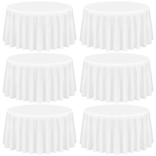 Showgeous 6 Stück Weiß Runde Tischdecken 305cm Polyester Tischdecke Outdoor Rund Waschbare Tischtuch für Hochzeit Bankett Restaurant Buffet Parteien Garten von Showgeous