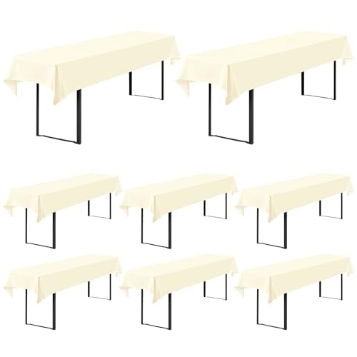 Showgeous 8 Stück Biertisch Tischdecke universal für 50cm u.70cm Biertische Hussen für Biertisch Biertischhussen Biertisch-Husse Bierzeltgarnitur Rechteckige Tischdecken Waschbar 100x250cm(Beige) von Showgeous