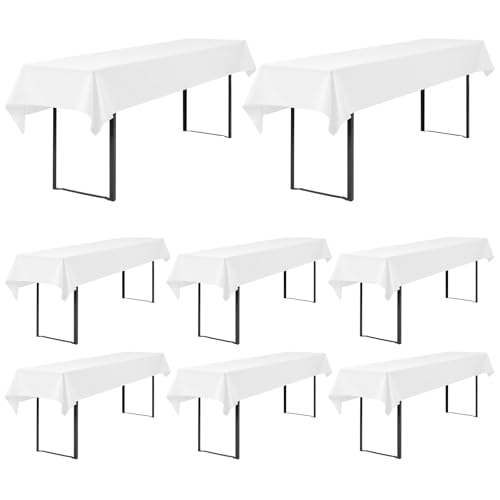Showgeous 8 Stück Biertisch Tischdecke universal für 50cm u.70cm Biertische Hussen für Biertisch Biertischhussen Biertisch-Husse Bierzeltgarnitur Rechteckige Tischdecken Waschbar 100x250cm(Weiß) von Showgeous