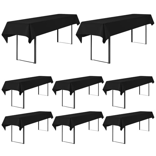 Showgeous 8 Stück Biertisch Tischdecke universal für 50cm u.70cm Biertische Hussen für Biertisch Biertischhussen Biertisch-Husse Bierzeltgarnitur Rechteckige Tischdecken Waschbar 100x250cm(Schwarz) von Showgeous