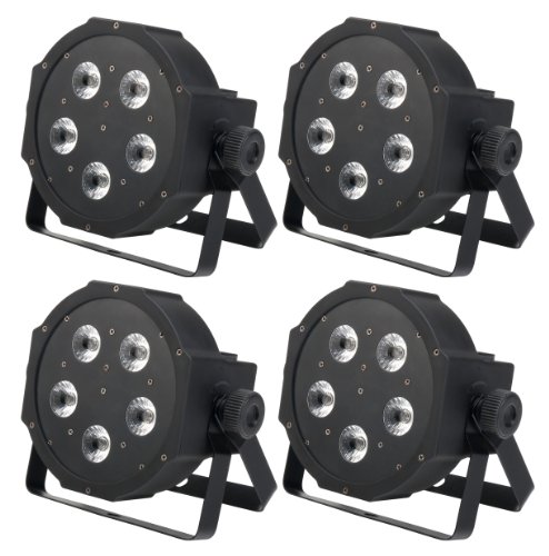 4x Showlite FLP-5x8W RGBW Flatline Panel Licht Effekt (Discolicht, DMX-Steuerung, Automatiksteuerung, Musiksteuerung) von Showlite