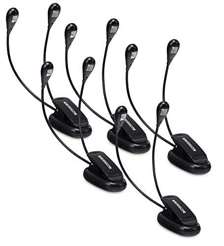 Showlite 5er Set Bright Light 2 LED Notenpultleuchte (2 lichtstarke LEDs, gleichmäßige Ausleuchtung, universell einsetzbar, lange Lebensdauer, inkl. Batterien) Schwarz von Showlite