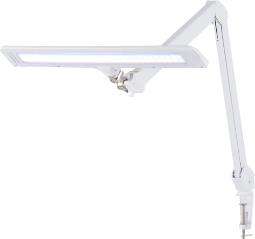 Showlite AL-6012 Arbeitsplatzleuchte - Dimmbare LED Schreibtischlampe für Büro oder Werkstatt - Klemmbare Tageslichtlampe mit Kugelgelenk - Tischlampe mit 4 Helligkeitsstufen - Monitor Lampe Weiß von Showlite