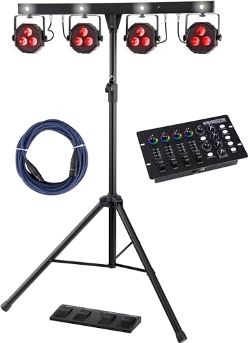 Showlite LB-4390 Komplettanlagen Set mit DMX-Operator (Mobile Lichtanlagen mit Tri-LED PAR-Spots mit je 3 St. 9W LEDs & weiße Strobe-Spots 1W LEDs, LED DMX-Controller & 10 m DMX-Kabel) von Showlite