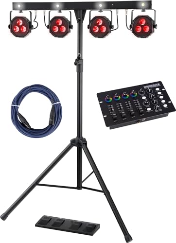 Showlite LB-4390 Komplettanlagen Set mit DMX-Operator (Mobile Lichtanlagen mit Tri-LED PAR-Spots mit je 3 St. 9W LEDs & weiße Strobe-Spots 1W LEDs, LED DMX-Controller & 10 m DMX-Kabel) von Showlite