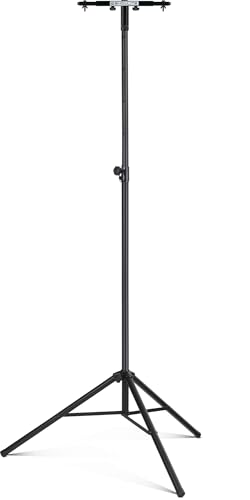 Showlite LS-270S Dual Lichtstativ Set (stabiles Boxenstativ aus Aluminium mit Dreibein-Fuß im Set inkl. passendem Stativadapter für 2 Scheinwerfer) Schwarz von Showlite