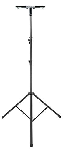 Showlite Lichtstativ Stage Set (sehr hohes Lichtstativ mit Teleskoprohr im Set inkl. passendem Boxenstativadapter für 2 Scheinwerfer) Schwarz von Showlite