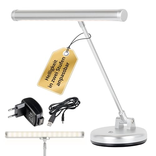 Showlite PL-1-SL-KW LED Klavierleuchte - Klavierlampe mit 15 LEDs - warmweißes Licht in 2 Stufen - 36 cm Höhe - Betrieb per USB, Netzstrom oder Batterie - silber matt Showlite PL-1-SL-KW LED Klavierleuchte - Klavierlampe mit 15 LEDs - warmweißes Licht in 2 Stufen - 36 cm Höhe - Betrieb per USB, Netzstrom oder Batterie - silber matt von Showlite