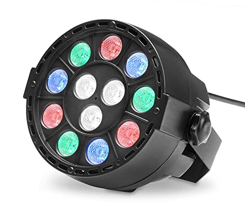 Showlite SPS-121 LED Smart Party Spot (3 rote, 3 grüne, 3 blaue und 3 weiße LEDs mit je 1 Watt Leistung, DMX-Betrieb möglich, klein, kompakt & leistungsstark, leiser Lüfter) Schwarz von Showlite