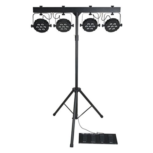 Showtec Compact Power Lightset, 4x je 7x 3Watt Multichip LEDs, mit Tasche, Stativ, Fußschalter von Showtec