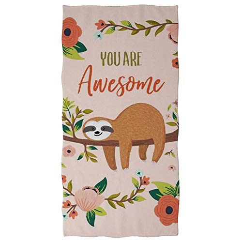 Showudesigns Lustiges Badetuch, saugfähiges Faultier, Aufschrift "You Are Awesome", Badetuch/Strandtücher für Mädchen und Frauen, Geschenk von Showudesigns