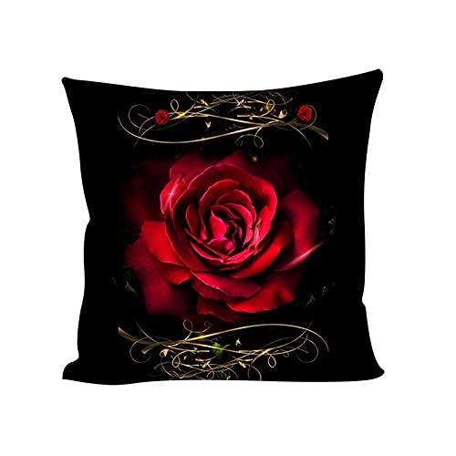 Showudesigns Deko-Kissenbezug, Motiv: rote Rose, quadratisch, für den Außenbereich, für Auto, Sofa, Bett, Couch, 45,7 x 45,7 cm von Showudesigns