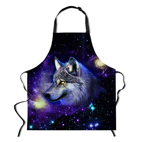 Showudesigns Jungen Schürze für Schule, Malen, Kochen, Grillen, Party, Küche, Galaxie, Wolf, verstellbare Schürzen für Gartenarbeit, Wissenschaft, Friseur, Metzger von Showudesigns