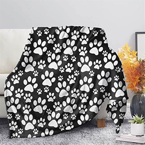 Showudesigns Niedliche Hundepfoten-Decke, 69 x 101 cm, weich, warm, bequem, für Erwachsene, Männer, Frauen, Jugendliche, Kinder, Schwarz und Weiß Showudesigns Niedliche Hundepfoten-Decke, 69 x 101 cm, weich, warm, bequem, für Erwachsene, Männer, Frauen, Jugendliche, Kinder, Schwarz und Weiß von Showudesigns