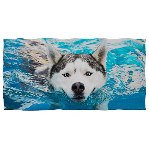 Showudesigns Badetuch aus Plüsch, Baumwolle, niedlicher Husky-Ozeandruck, weiche Badetuch für Kinder, Mädchen, maschinenwaschbar von Showudesigns