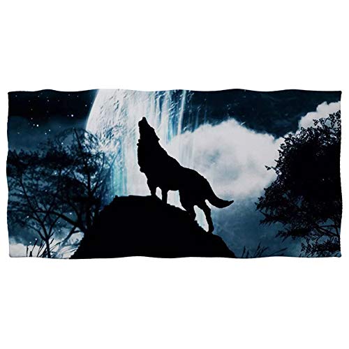 Showudesigns Wolf kühles, weiches Baumwoll-Badetuch, groß (150 x 73 cm) für Teenager, Jungen, Herren, Camping, Surfen, Schwimmen, Fitnessstudio, saugfähig von Showudesigns