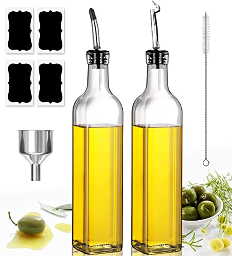 Showvigor Ölflasche, 2 Packung mit 500ML Essig und Ölspender Set, Ölflasche mit Ausgießer, Olivenöl Flasche für Küche und BBQ von Showvigor