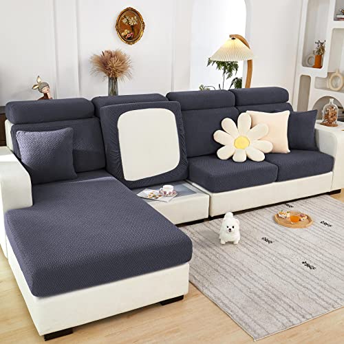 ShowyLive 2023 Neue Sofa Sitzkissenbezug Stretch Sitzkissenschutz für 1 Sitzer Sofa, Stretch Sitzkissenschutz für Sofabezug Ecksofa L Form (1 Stück, Dunkelgrau weben) von ShowyLive