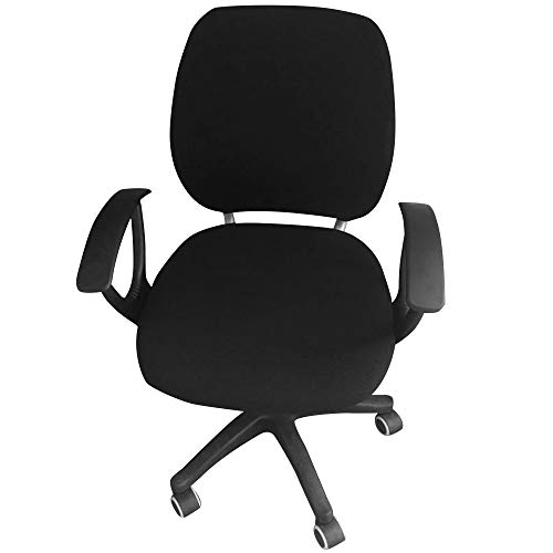 Mingfuxin Bürostuhlbezug Stretch Computerstuhl mit Rücken- und Sitzschutz, Universal Stuhlbezug für Computer Arbeitsstuhl Bürostuhl Chefsessel Drehstuhl Schonbezug (Schwarz) von Mingfuxin