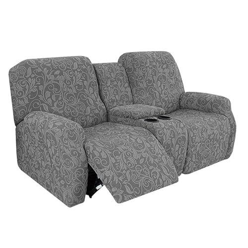 Sesselschoner Sesselbezug mit Armlehne & Taschen- Komplett Relaxsessel Bezüge für Recliner Chair, Stretchhusse Stretch Sessel Überzug für Fernsehsessel Liege Sessel mit Getränkehalter, Hellgrau von ShowyLive