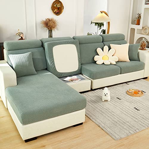 ShowyLive 2023 Neue Sofa Sitzkissenbezug Stretch Sitzkissenschutz für Chaiselongue, Stretch Sitzkissenschutz für Sofabezug Ecksofa L Form (1 Stück, Grün weben) von ShowyLive