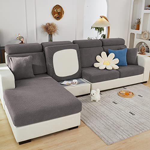 ShowyLive 2023 Neue Sofa Sitzkissenbezug Stretch Sitzkissenschutz M-Größe für Sofa Zurück, Stretch Rückenkissenbezüge für Sofabezug Ecksofa L Form (1 Stück, Weben Grau) von ShowyLive