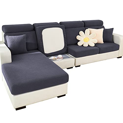 ShowyLive 2023 Neue Sofa Sitzkissenbezug Stretch Sitzkissenschutz für 3 Sitzer Sofa, Stretch Sitzkissenschutz für Sofabezug Ecksofa L Form (1 Stück, Dunkelgrau weben) von ShowyLive