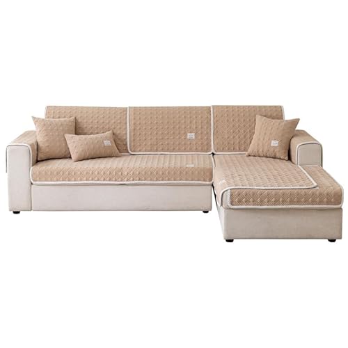 ShowyLive Couch Überzug 1/2/3/4 Sitzer Chenille Sofa überzug Sitzkissenbezüge rutschfeste für L Form Sofaüberwürfe, Sektionssofa, U Form Sofabezug (Khaki, 110 * 210 cm) von ShowyLive