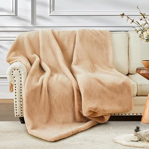 ShowyLive Kuscheldecke Flauschig Plüsch Decke Sofadecke Fleecedecke Flanell Couchdecke Für Bett Sofa Schlafzimmer Büro- Dicke & Warm Wohndecke Super Soft für Couch Sofaüberwurf (Kamel, 180x230CM) von ShowyLive
