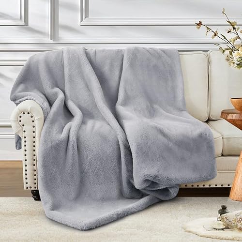 ShowyLive Kuscheldecke Flauschig Plüsch Decke Sofadecke Fleecedecke Flanell Couchdecke Für Bett Sofa Schlafzimmer Büro- Dicke & Warm Wohndecke Super Soft für Sofaüberwurf (Hellgrau, 130x160CM) von ShowyLive