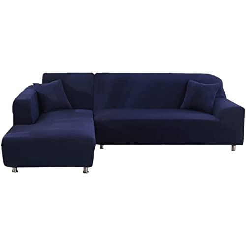 ShowyLive Sofa Überzug Couch Überzug 2er Set für Ecksofa L-Form Sofabezug 2 Sitzer+2 Sitzer, mit 2 Stück Kissenbezug, Dunkelblau ShowyLive Sofa Überzug Couch Überzug 2er Set für Ecksofa L-Form Sofabezug 2 Sitzer+2 Sitzer, mit 2 Stück Kissenbezug, Dunkelblau von ShowyLive