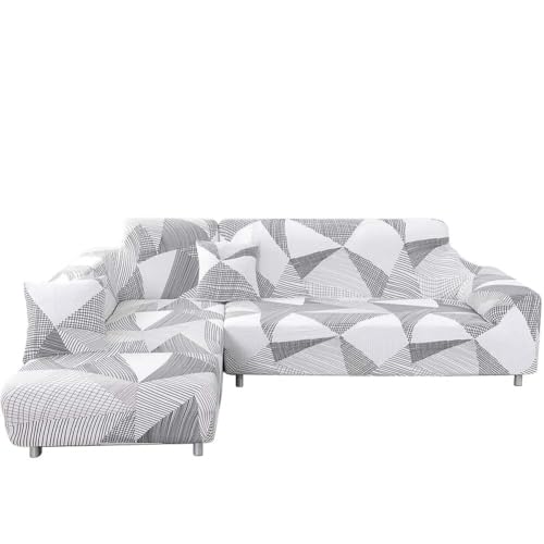 ShowyLive Sofa Überzug Couch Überzug 2er Set für Ecksofa L-Form Sofabezug 3 Sitzer+3 Sitzer, mit 2 Stück Kissenbezug, Motif triangulaire ShowyLive Sofa Überzug Couch Überzug 2er Set für Ecksofa L-Form Sofabezug 3 Sitzer+3 Sitzer, mit 2 Stück Kissenbezug, Motif triangulaire von ShowyLive