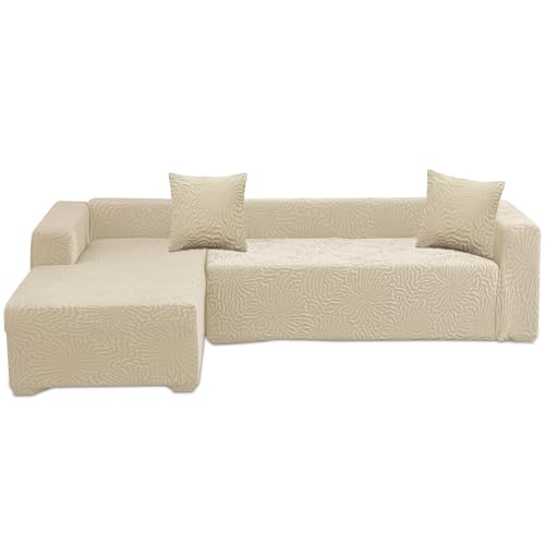 ShowyLive Sofa Überzug Couch Überzug 2er Set für Ecksofa L-Form Sofabezug 3 Sitzer+4 Sitzer, mit 2 Stück Kissenbezug, Beige Blumenmuster ShowyLive Sofa Überzug Couch Überzug 2er Set für Ecksofa L-Form Sofabezug 3 Sitzer+4 Sitzer, mit 2 Stück Kissenbezug, Beige Blumenmuster von ShowyLive