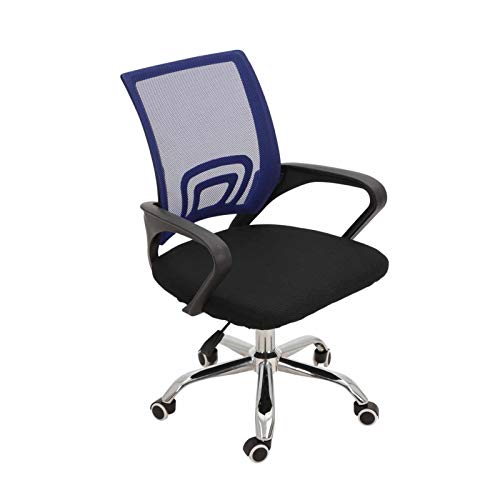 Shoze Bürostuhl, Ergonomischer Schreibtischstuhl mit Atmungsaktiver Rückenlehne, Drehstuhl mit Armlehnen, Netzbespannung, Chefsessel Wippfunktion, Höhenverstellbar, für Büro, Schwarz + Blau von Shoze