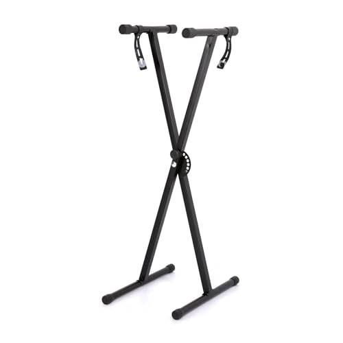 Shoze Keyboardständer Doppelstrebig Keyboard Ständer verstellbar Klappbar Zerlegbar Stabil mit Sicherungslaschen 49cm bis 97 cm (Horizontal bar) von Shoze