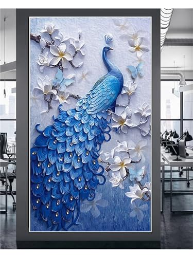 Diamond Painting Erwachsene XXL 53x30cm, Pfau Diamond Painting Kinder Blau Diamant Painting Bilder Malen Nach Zahlen Erwachsene Diamant Malerei Stickerei Set Kreuzstich Bilder Home Wand Dekor Z-7854 von Shozhoo