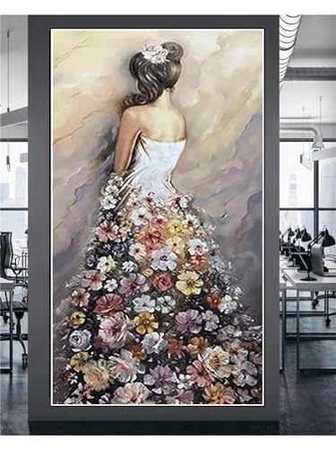 Mädchen Diamond Painting Set, DIY 5D Diamant Painting Bilder Erwachsene Stickerei Blumen-Kleider Diamond Art Painting Malen Nach Zahlen Full Diamant Malerei Gem Crystal Art Basteln Deko 60x35cm Z-6092 von Shozhoo