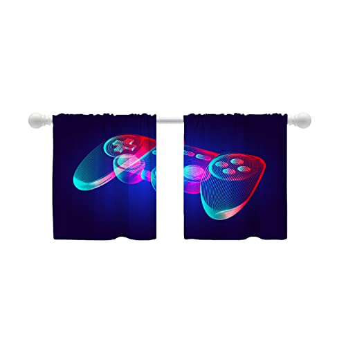 Shrahala Blacklight Game Tier Curtains for Kitchen Windows,Game Pad and Gamer Video Reactive Window Curtain Panels Multilayer Polyester Blackout for Living Room Bathroom 2 Pack 26 x 24 in Shrahala Blacklight Game Tier Curtains for Kitchen Windows,Game Pad and Gamer Video Reactive Window Curtain Panels Multilayer Polyester Blackout for Living Room Bathroom 2 Pack 26 x 24 in von Shrahala