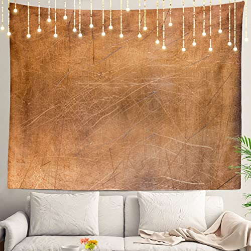 Shrahala Braun Gold Modern Kupfer Muster Wandteppich, Abstrakte Kratzspuren Wandbehang Großer Wandteppich Dekoration Polyesterfaser Weißer Saum für Wohnheim Zimmer Schlafzimmer 150,1 x 210,1 cm von Shrahala