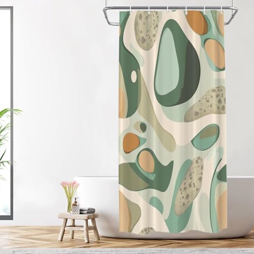 Shrahala Dekorativer Duschvorhang mit abstrakter minimalistischer Kunst, erdige Töne, flüssige Formen, Badezimmer-Dekor, Polyesterfaser, wasserdicht, mit Kunststoffringen, für Duschkabine, Badewannen Shrahala Dekorativer Duschvorhang mit abstrakter minimalistischer Kunst, erdige Töne, flüssige Formen, Badezimmer-Dekor, Polyesterfaser, wasserdicht, mit Kunststoffringen, für Duschkabine, Badewannen von Shrahala