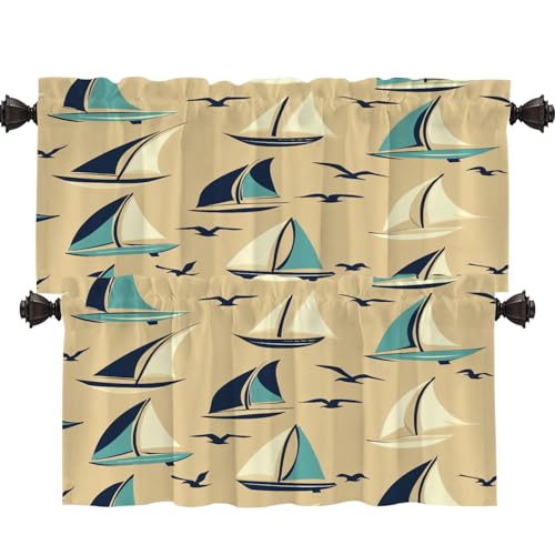 Shrahala Ocean Maritime Verdunkelungsvorhänge für Fenster, nautisches Segeln, Küchenvorhänge, Sets für Fenster, wärmeisoliert, Badezimmer, Fenstervorhang, 2 Stück, 132 x 45 cm Shrahala Ocean Maritime Verdunkelungsvorhänge für Fenster, nautisches Segeln, Küchenvorhänge, Sets für Fenster, wärmeisoliert, Badezimmer, Fenstervorhang, 2 Stück, 132 x 45 cm von Shrahala