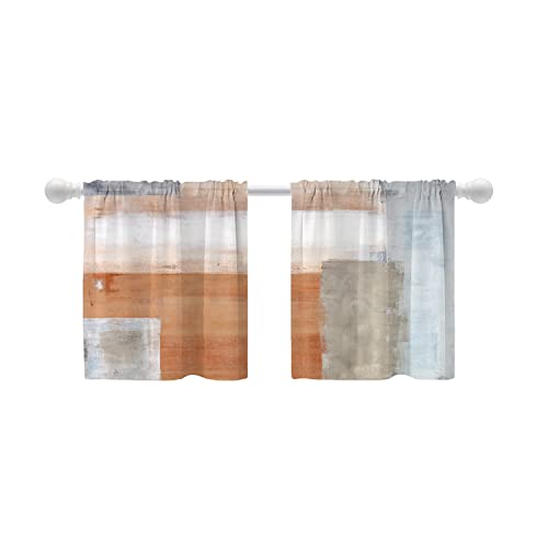 Shrahala Orange and Grey Tier Curtains for Kitchen Windows,Brown and Grey Abstract Painting Window Curtain Panels Multilayer Polyester Blackout for Living Room Bathroom 2 Pack 26 x 24 in Shrahala Orange and Grey Tier Curtains for Kitchen Windows,Brown and Grey Abstract Painting Window Curtain Panels Multilayer Polyester Blackout for Living Room Bathroom 2 Pack 26 x 24 in von Shrahala