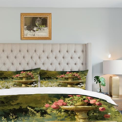 Shrahala Peaceful Outdoor Spot Water Feature Duvet Cover Set Queen Size, Blooming Plants Natural Beauty 3-teilig mit 2 Kissenbezügen, weich gebürstete 100% Baumwolle Bettbezüge Shrahala Peaceful Outdoor Spot Water Feature Duvet Cover Set Queen Size, Blooming Plants Natural Beauty 3-teilig mit 2 Kissenbezügen, weich gebürstete 100% Baumwolle Bettbezüge von Shrahala